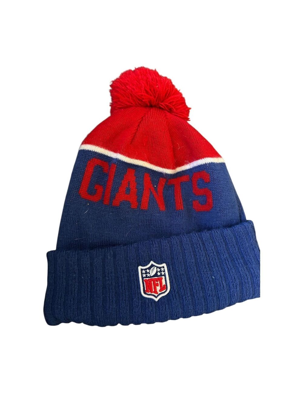 Red and Blue Giants Beanie with Pom